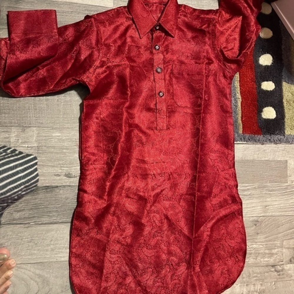 Indian Pakistani silk red kurta for boys 4-5 years